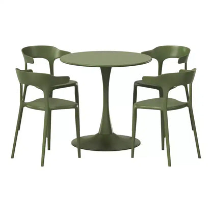 WestinTrends Playa Set Tavolo da Pranzo da Esterno in Metallo a 5 Pezzi con Sedie da Giardino Impilabili