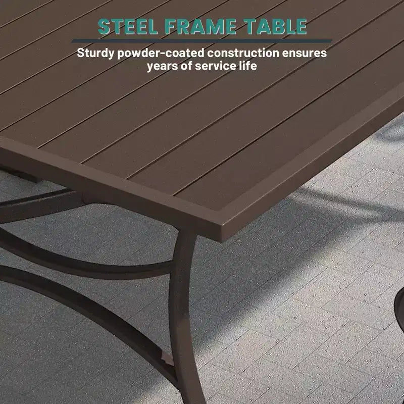 Set da pranzo da esterno Mondawe a 7 pezzi in acciaio, con 1 tavolo quadrato e 6 sedie da pranzo