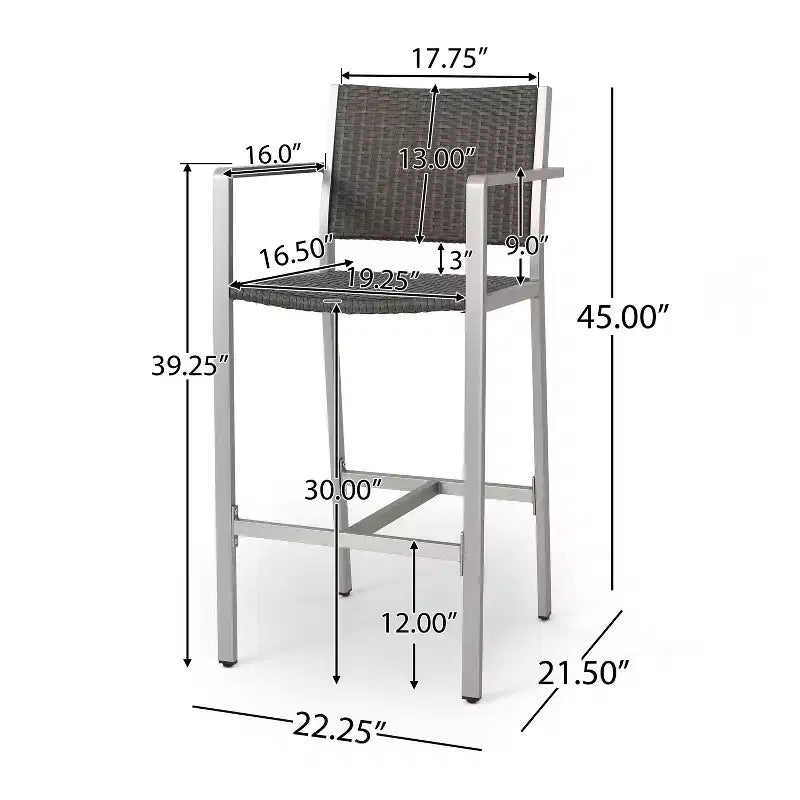 GDFStudio Set da Bar a 5 Pezzi per Esterni Crested Bay in Wicker e Alluminio