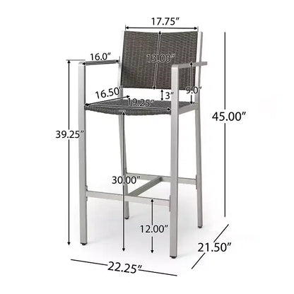 GDFStudio Set da Bar a 5 Pezzi per Esterni Crested Bay in Wicker e Alluminio