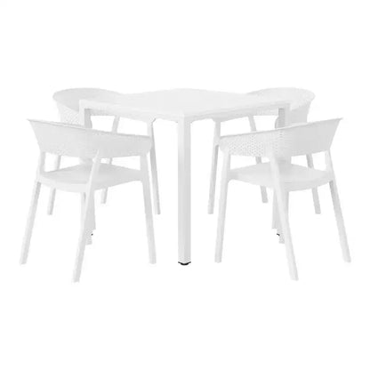 WestinTrends Playa, set da pranzo da esterni a 5 pezzi, con tavolo quadrato e sedie impilabili.