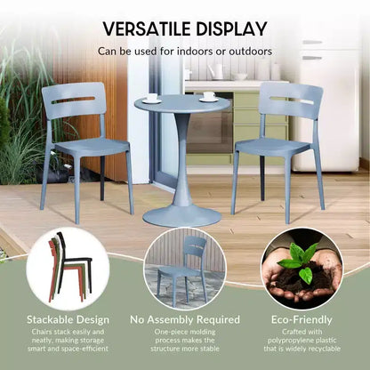 WestinTrends Playa Ensemble de table et chaises de salle à manger rondes de jardin modernes en résine 5 pièces avec chaises de salle à manger de jardin empilables