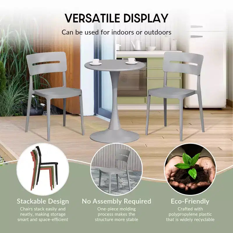 WestinTrends Playa Ensemble de table et chaises de salle à manger rondes de jardin modernes en résine 5 pièces avec chaises de salle à manger de jardin empilables