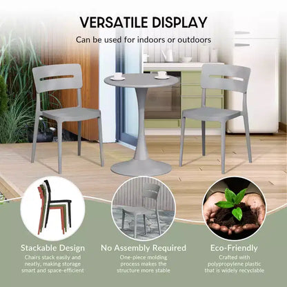 WestinTrends Playa Ensemble de table et chaises de salle à manger rondes de jardin modernes en résine 5 pièces avec chaises de salle à manger de jardin empilables