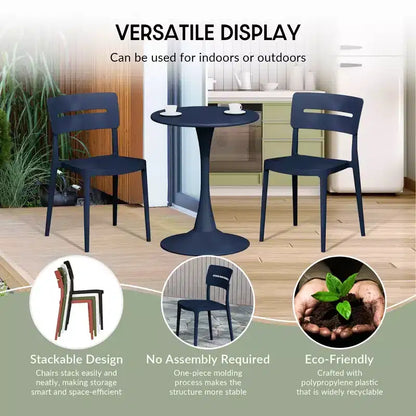 WestinTrends Playa Ensemble de table et chaises de salle à manger rondes de jardin modernes en résine 5 pièces avec chaises de salle à manger de jardin empilables