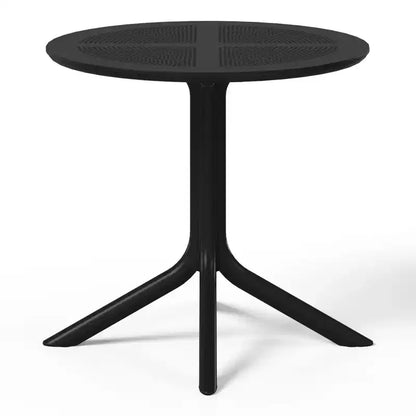 WestinTrends Playa Ensemble de table et chaises de salle à manger rondes de jardin modernes en résine 5 pièces avec chaises de salle à manger de jardin empilables