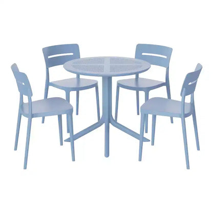 WestinTrends Playa Ensemble de table et chaises de salle à manger rondes de jardin modernes en résine 5 pièces avec chaises de salle à manger de jardin empilables