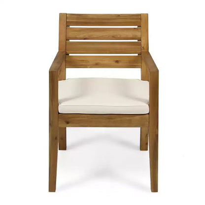 Christopher Knight Home Miranda Ensemble de salle à manger extérieur rustique 6 pièces en rotin et bois d'acacia à lattes avec coussins