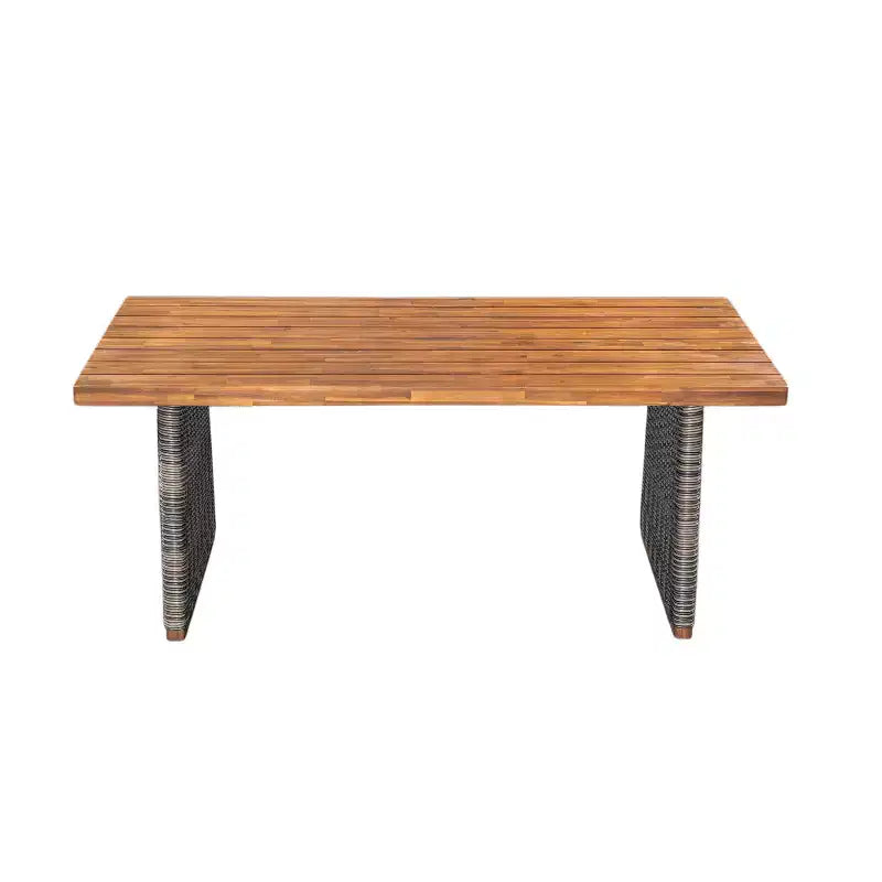 Christopher Knight Home Miranda Ensemble de salle à manger extérieur rustique 6 pièces en rotin et bois d'acacia à lattes avec coussins