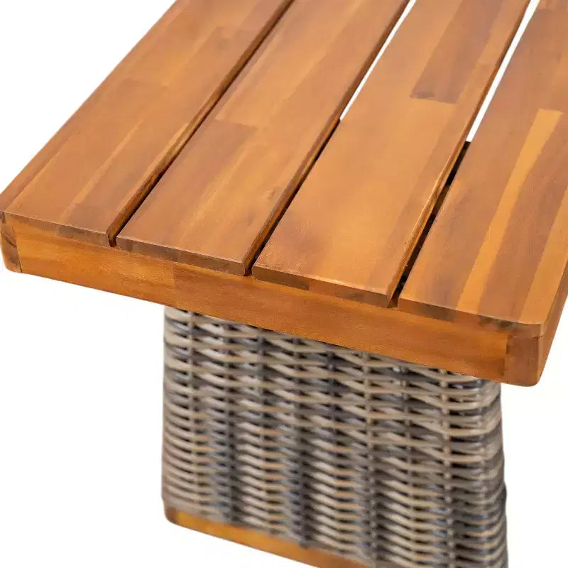Christopher Knight Home Clara Ensemble de salle à manger d'extérieur rustique 6 pièces en rotin et bois d'acacia à lattes avec coussins