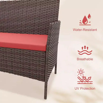 Set da 4 mobili da giardino, sedie in rattan da esterno, divano in rattan All-Weather Dialogue con imbottitura e tavolino in vetro