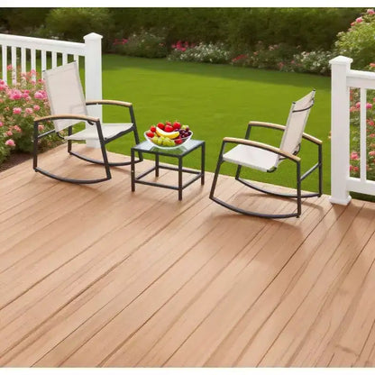 CuisinSmart Set Conversazione da 3 Pezzi per Patio, Set Mobili per Patio Piccolo con Tavolino in Vetro + 2 Sedie, per Giardino sul Retro Balcone