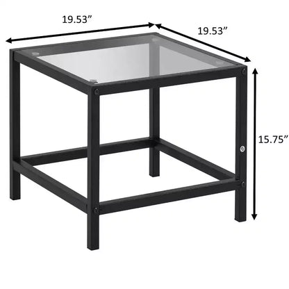 CuisinSmart Set Conversazione da 3 Pezzi per Patio, Set Mobili per Patio Piccolo con Tavolino in Vetro + 2 Sedie, per Giardino sul Retro Balcone