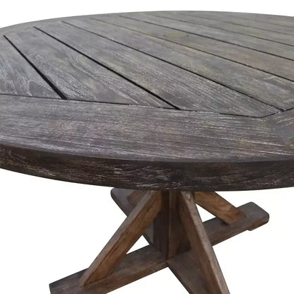 Cortile Casual Bermuda Teak FSC 5 pz 48 Flag Leg Set da pranzo in teak FSC Include un tavolo da pranzo rotondo da 48 e quattro sedie da pranzo