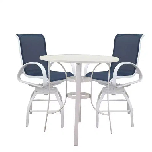 Courtyard Casual Santa Fe 3 pc Balcony Height 36 Round Dining Set Includes one 36 Balcony Table and two Balcony Swivel Stools