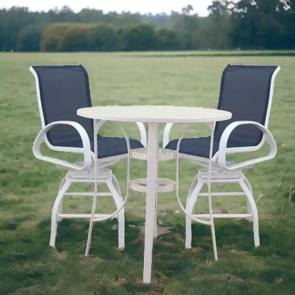 Set da pranzo Courtyard Casual Santa Fe 3 pezzi, altezza balcone, tavolo rotondo da 36 pollici, include un tavolo da balcone da 36 pollici e due sgabelli da balcone girevoli