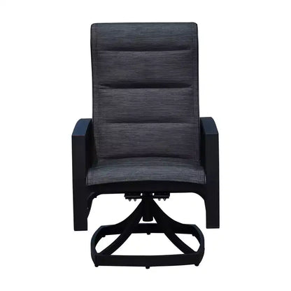 Set da pranzo rotondo Santorini 5 pezzi Courtyard Casual con movimento, 48 pollici Include: un tavolo rotondo e quattro sedie a fionda girevoli imbottite