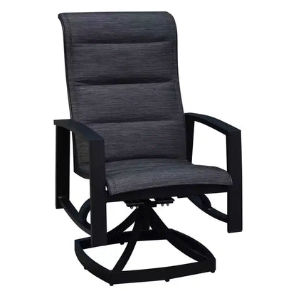 Set da pranzo rotondo Santorini 5 pezzi Courtyard Casual con movimento, 48 pollici Include: un tavolo rotondo e quattro sedie a fionda girevoli imbottite