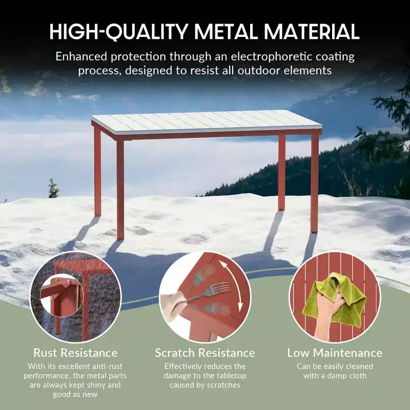 WestinTrends Playa Set da Pranzo per Esterni Rettangolare in Metallo da 7 Pezzi con Sedie Impilabili in Plastica per 6 Persone