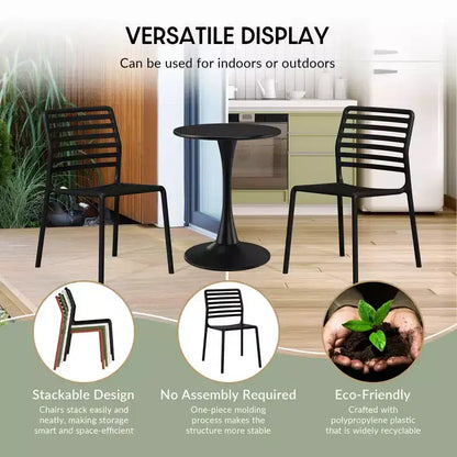 WestinTrends Playa Set da Pranzo per Esterni Rettangolare in Metallo da 7 Pezzi con Sedie Impilabili in Plastica per 6 Persone