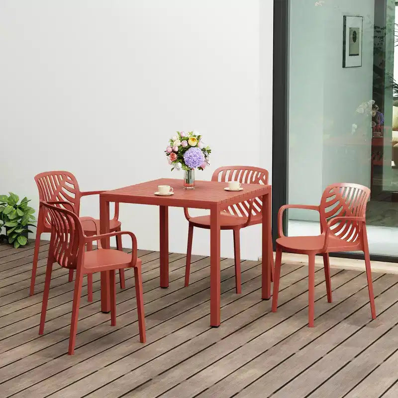 WestinTrends Playa Ensemble de salle à manger d'extérieur carré 5 pièces avec chaises empilables