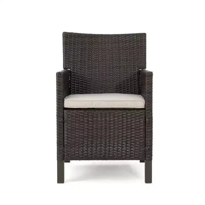 Christopher Knight Home Otto set da pranzo da 7 pezzi in vimini e legno di acacia per esterni con cuscini