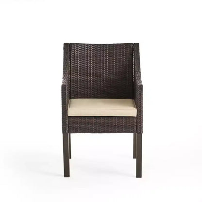 Christopher Knight Home Vivian Set da pranzo da esterno in 7 pezzi in vimini e legno di acacia con cuscini
