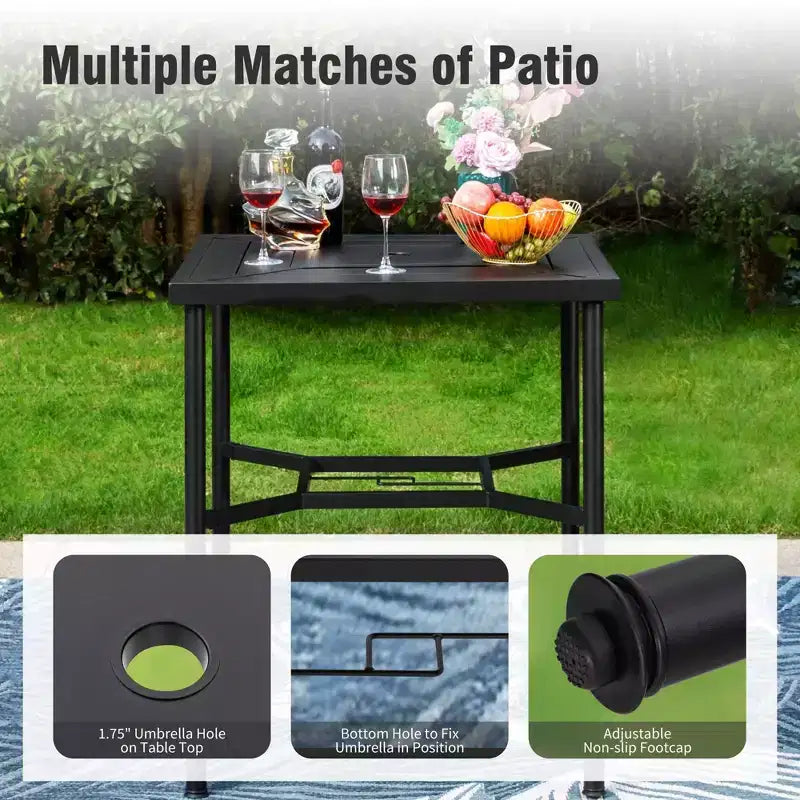 Captiva Designs Ensemble 3 pièces de bar de jardin géométrique en acier avec table et tabourets hauts pivotants