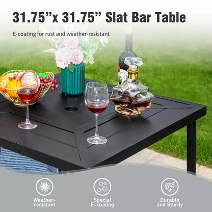 Captiva Designs Ensemble 3 pièces de bar de jardin géométrique en acier avec table et tabourets hauts pivotants