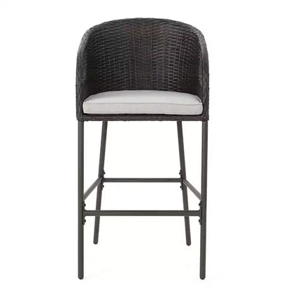 Christopher Knight Home Plauche Set Bar da Esterno a 5 Pezzi in Vimini e Ferro con Cuscini