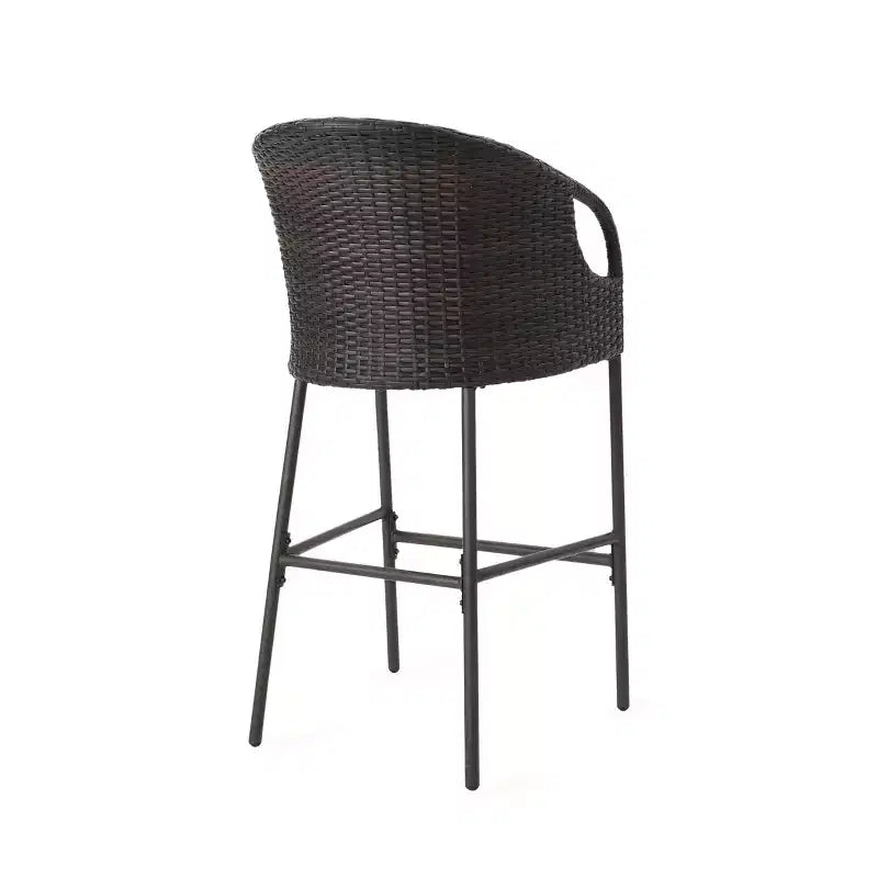 Christopher Knight Home Plauche Set Bar da Esterno a 5 Pezzi in Vimini e Ferro con Cuscini