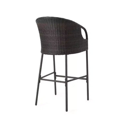 Christopher Knight Home Plauche Set Bar da Esterno a 5 Pezzi in Vimini e Ferro con Cuscini