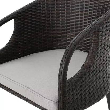 Christopher Knight Home Plauche Set Bar da Esterno a 5 Pezzi in Vimini e Ferro con Cuscini