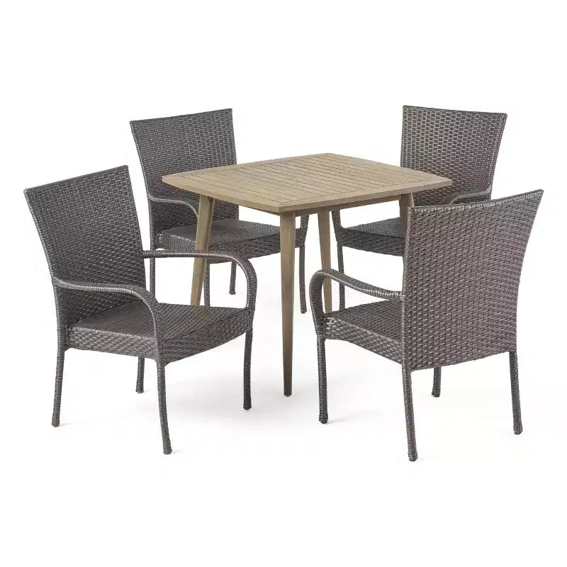 Ensemble de salle à manger 5 pièces en bois d'acacia et osier Christopher Knight Home Lagen