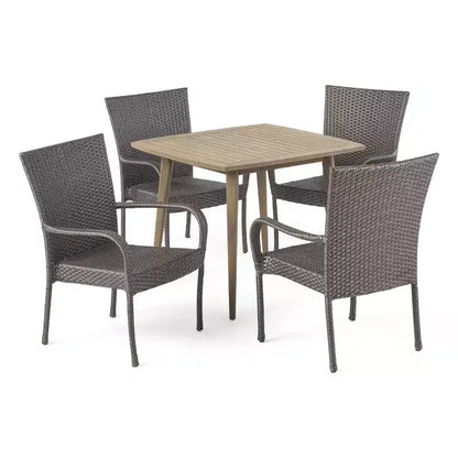 Ensemble de salle à manger 5 pièces en bois d'acacia et osier Christopher Knight Home Lagen