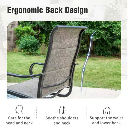 Captiva Designs Tavolo Bistrot Quadrato 3 Pezzi per Patio e Sedie Girevoli con Tessuto Textilene Grigio-Marrone