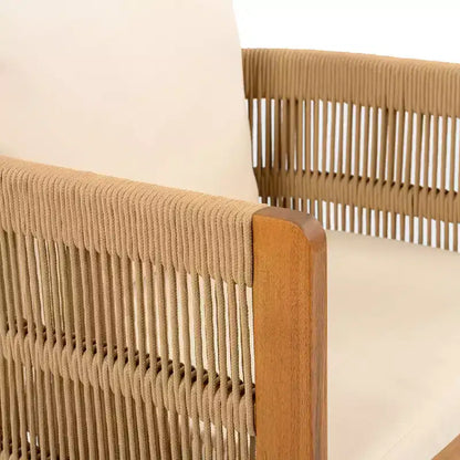 Christopher Knight Home Corin Elara Set da pranzo da 5 pezzi in legno di acacia con corda intrecciata, tavolo a doghe e cuscini