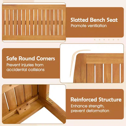 Costway Ensemble de salle à manger 6 pièces pour patio, table et bancs en bois d'acacia avec trou de parasol de 5 cm