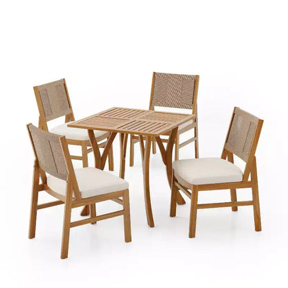 Christopher Knight Home Isidora – Ensemble de salle à manger d'extérieur 5 pièces en bois d'acacia rustique avec chaises en osier