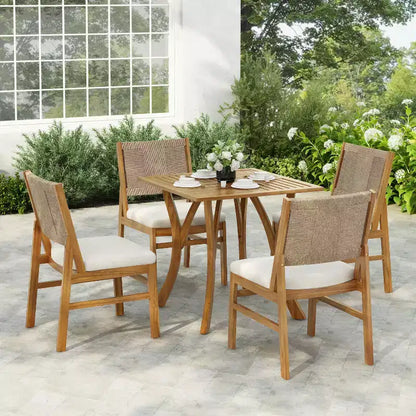 Christopher Knight Home Isidora – Ensemble de salle à manger d'extérieur 5 pièces en bois d'acacia rustique avec chaises en osier
