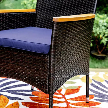 Captiva Designs Salon de jardin 7 pièces - Table en bois d'acacia avec plateau huilé et chaises en rotin