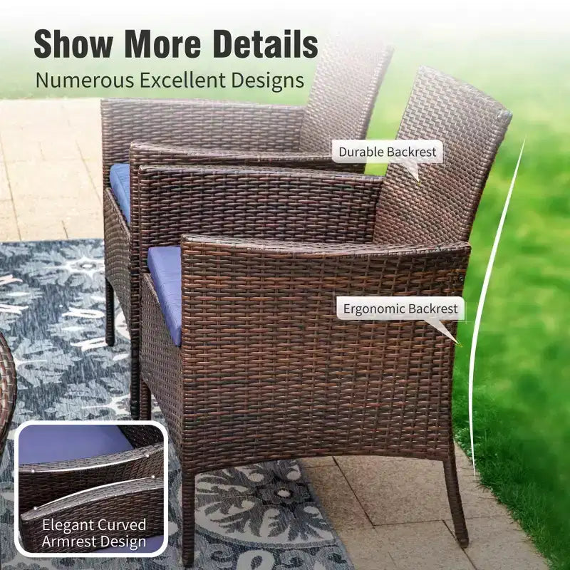 Captiva Designs Set da 9 Pezzi per Esterni con Tavolo da Pranzo Estensibile in Acciaio e Sedie a Mezzaluna in Rattan