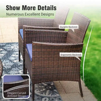 Captiva Designs Set da 9 Pezzi per Esterni con Tavolo da Pranzo Estensibile in Acciaio e Sedie a Mezzaluna in Rattan
