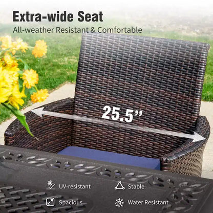 Captiva Designs Set da 9 Pezzi per Esterni con Tavolo da Pranzo Estensibile in Acciaio e Sedie a Mezzaluna in Rattan