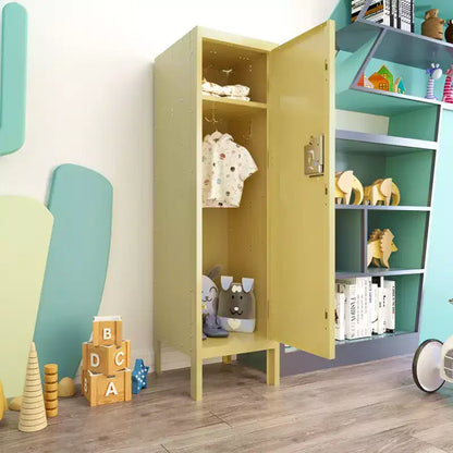 1 Armadietto a colonna in metallo a un'anta – Mobile contenitore in stile retrò – Arredo industriale – Per soggiorno/camera da letto/ripostiglio/palestra/scuola – Giallo