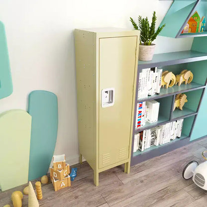 1 Armadietto a colonna in metallo a un'anta – Mobile contenitore in stile retrò – Arredo industriale – Per soggiorno/camera da letto/ripostiglio/palestra/scuola – Giallo