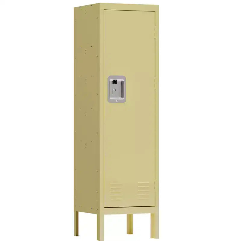 1 Armadietto a colonna in metallo a un'anta – Mobile contenitore in stile retrò – Arredo industriale – Per soggiorno/camera da letto/ripostiglio/palestra/scuola – Giallo