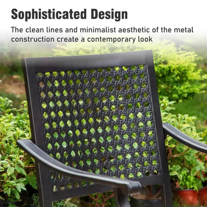 Captiva Designs – Table de salle à manger extensible rectangulaire 7 pièces avec plateau à lattes en acier et chaises élégantes en métal avec dossier
