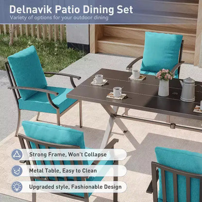 ALAULM Ensemble de Salle à Manger d'extérieur 16 pièces, Meubles de Patio en Métal avec 14 Chaises Fixes et 2 Grandes Tables avec Parasol pour Jardin