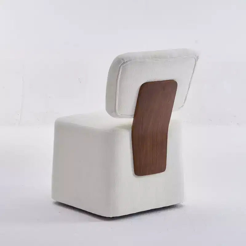 Sedia da pranzo moderna imbottita in lino con rotelle, sedia laterale senza braccioli per cucina o soggiorno